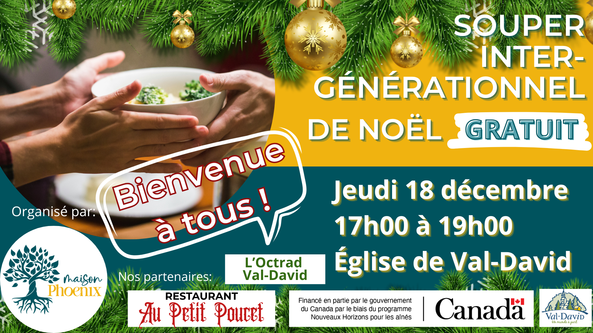 Le souper intergénérationnel de décembre sera des plus festifs!